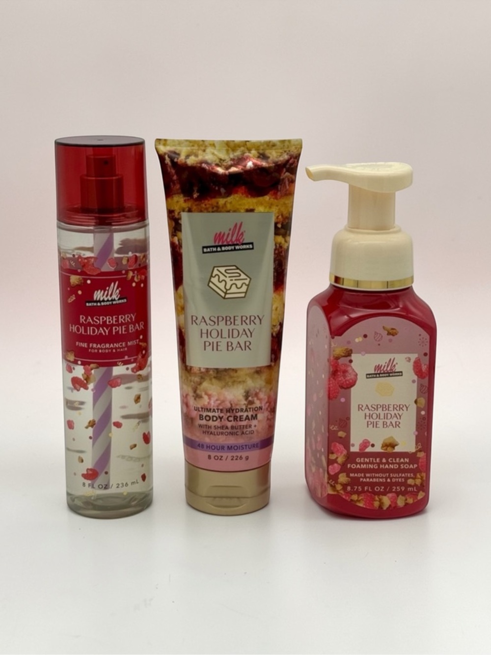 Bath & Body Works Raspberry Holiday Pie Bar x Milk Bar Bakery Body Care Gift Set